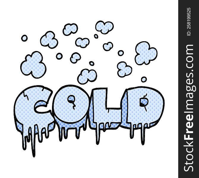 freehand drawn comic book style cartoon cold text symbol