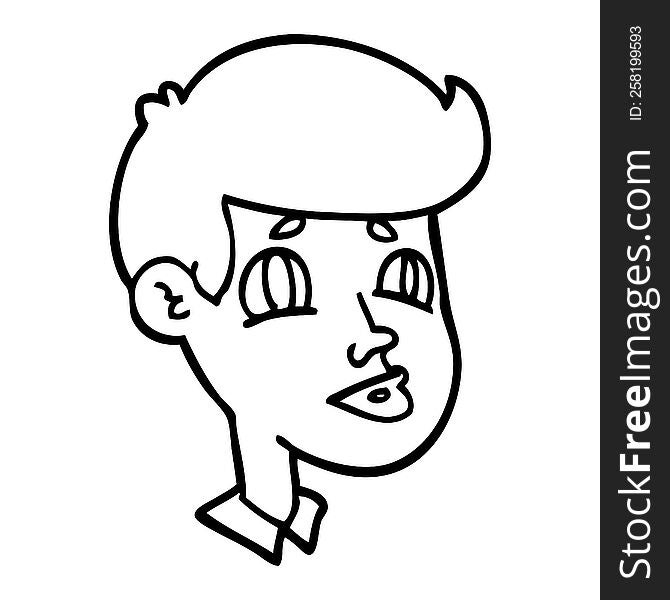 line drawing cartoon of a boy face
