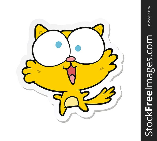 Sticker Of A Crazy Cartoon Cat