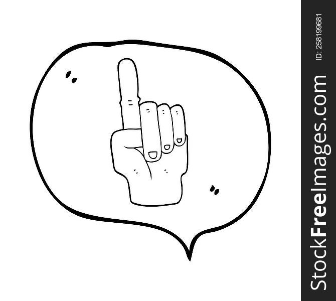 freehand drawn speech bubble cartoon pointing hand