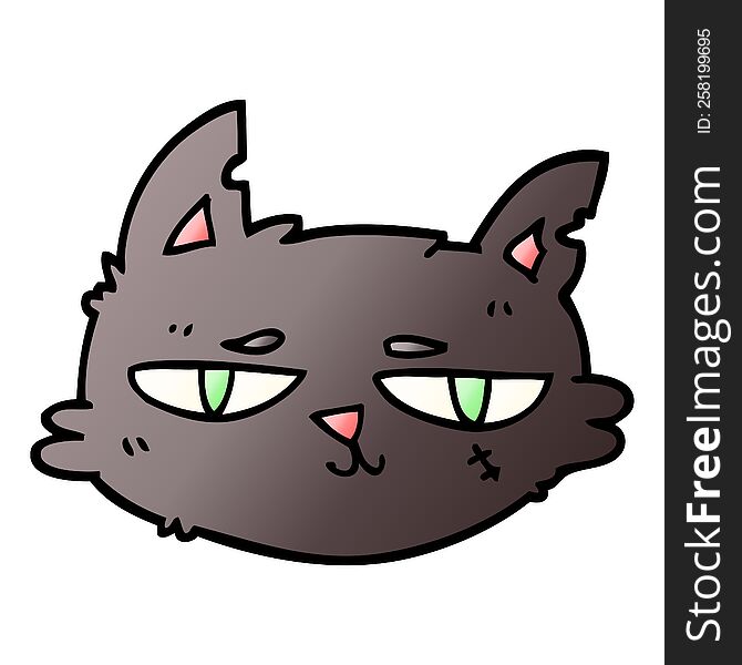 vector gradient illustration cartoon tough cat face