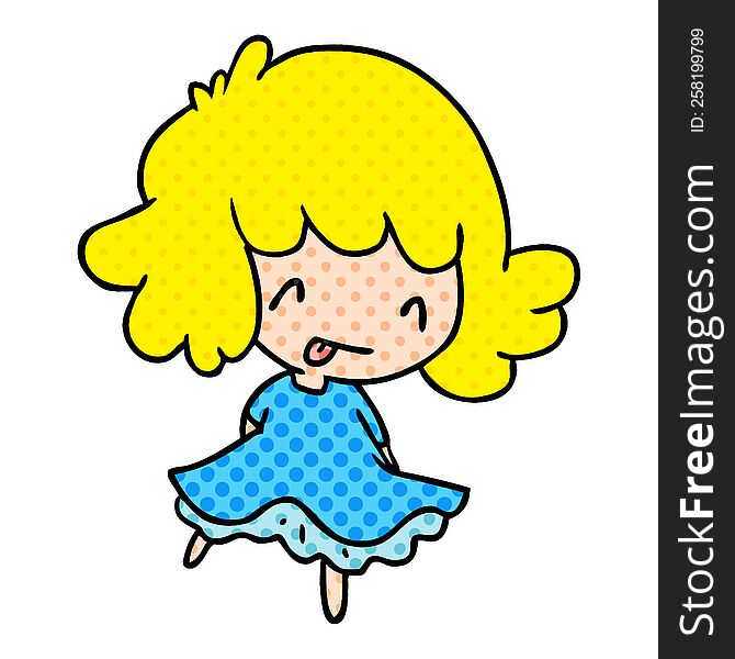 cartoon illustration of a cute kawaii girl. cartoon illustration of a cute kawaii girl