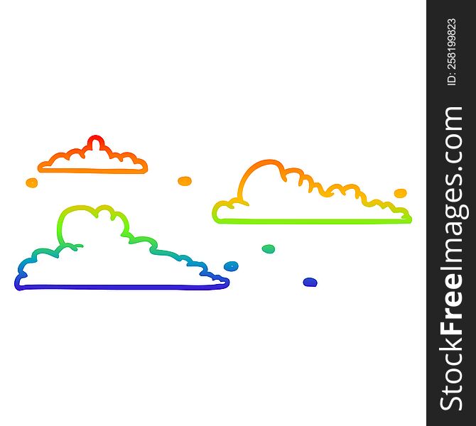 rainbow gradient line drawing of a clouds drifting by