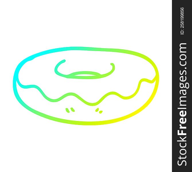 cold gradient line drawing cartoon iced donut