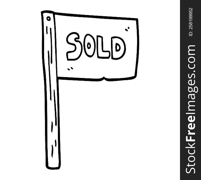 line drawing cartoon sold sign