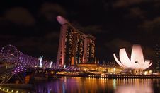 The Marina Bay Waterfront, Panorama View Stock Images The Marina Bay Waterfront, Panorama View Stock Images