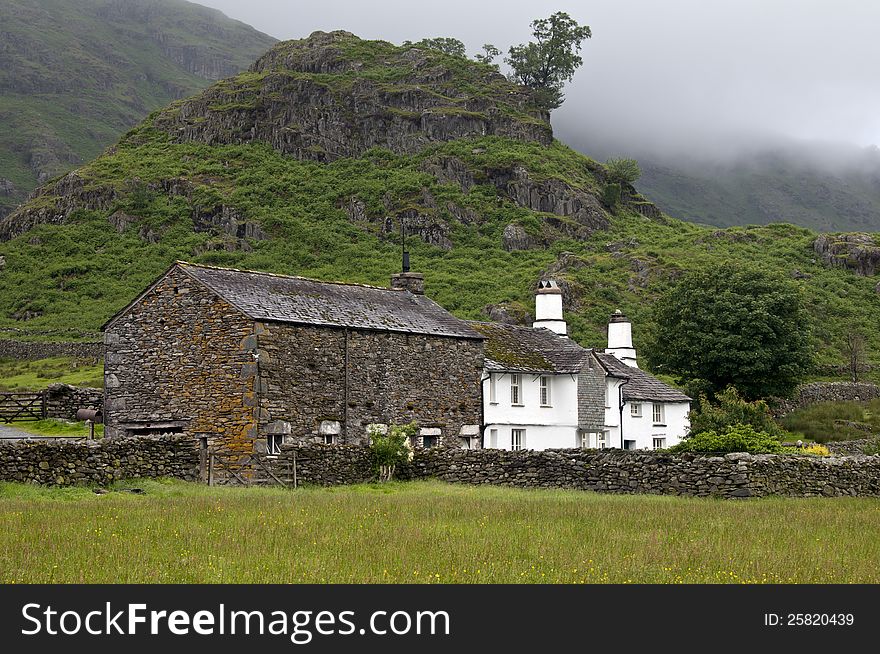 Whitewashed Country Cottage and barn located in the Lake District National Park, England