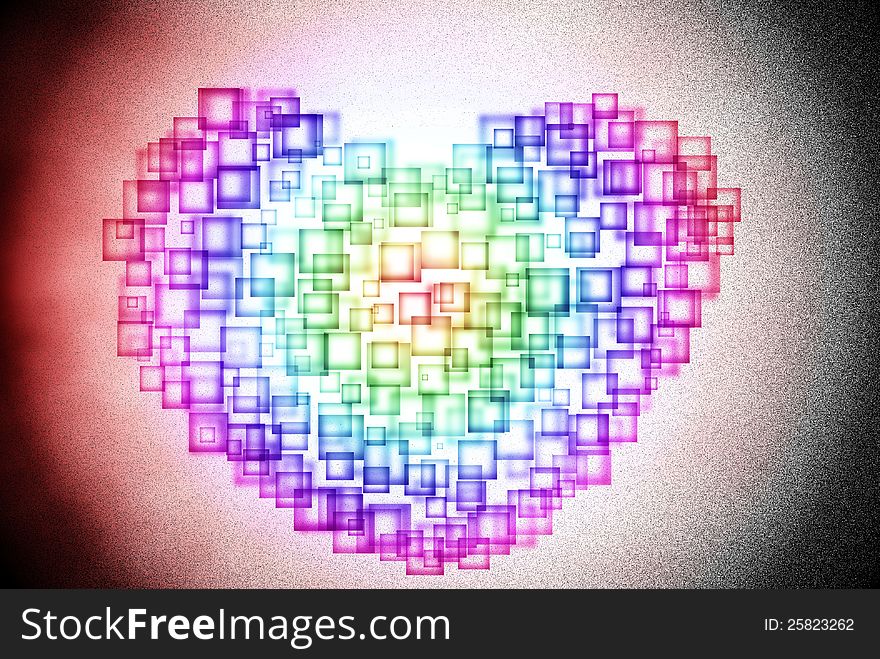 A colorful square heart light abstract. A colorful square heart light abstract.