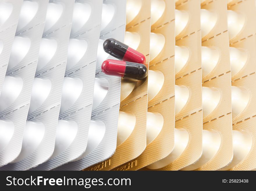 Aluminium Strips Of Medical Pills With Capsules