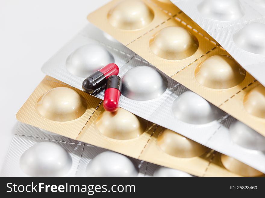 Aluminium Strips Of Medical Pills With Capsules