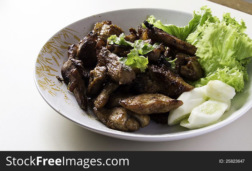 Deep fried pork with vegetable