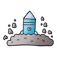 Cartoon Doodle Rocket Launch Stock Photo