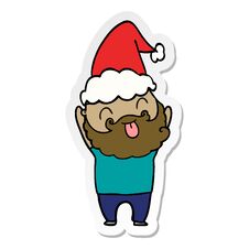 Man With Beard Sticking Out Tongue Wearing Santa Hat Stock Photography Man With Beard Sticking Out Tongue Wearing Santa Hat Stock Photography