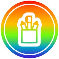 Pencil Pot Circular In Rainbow Spectrum Stock Image