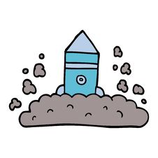 Cartoon Doodle Rocket Launch Stock Images