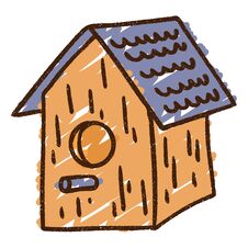 Bird House Chalk Drawing Royalty Free Stock Photo