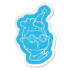 Cartoon Sticker Of A Woman Wearing Spectacles Wearing Santa Hat Royalty Free Stock Image Cartoon Sticker Of A Woman Wearing Spectacles Wearing Santa Hat Royalty Free Stock Image