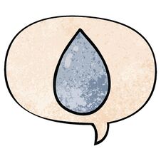 Cartoon Water Droplet And Speech Bubble In Retro Texture Style Royalty Free Stock Photo