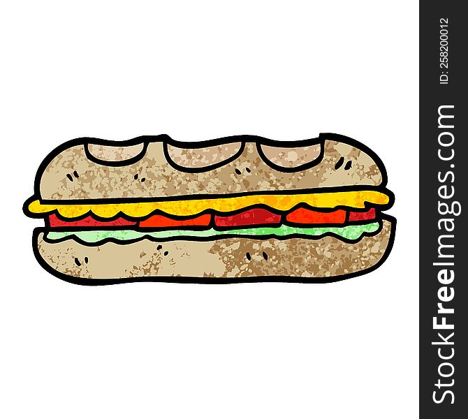 Grunge Textured Illustration Cartoon Tasty Sandwich