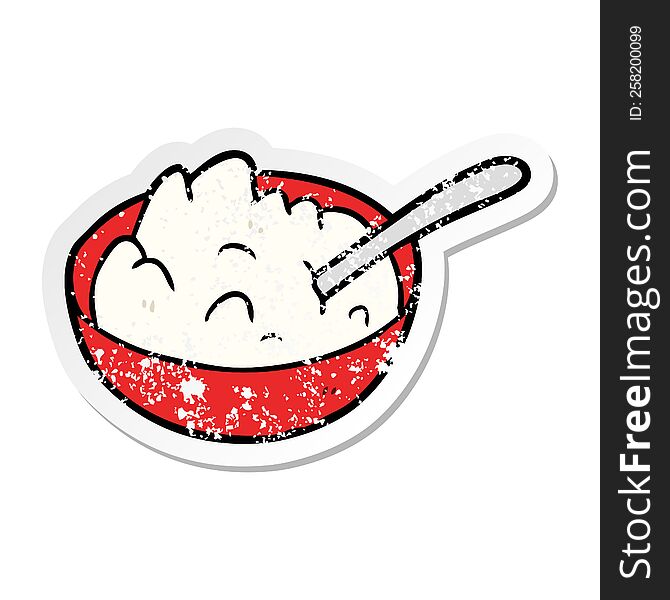 Distressed Sticker Of A Cartoon Bowl Of Porridge
