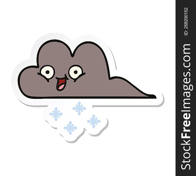 sticker of a cute cartoon storm snow cloud