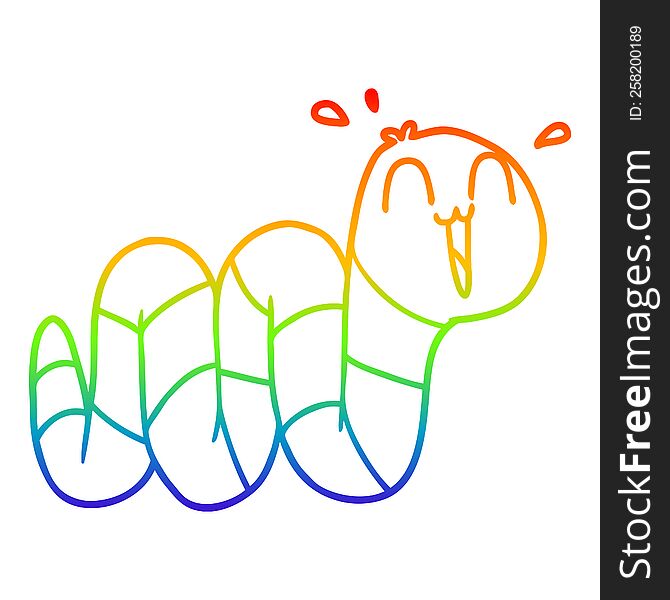 Rainbow Gradient Line Drawing Cartoon Nervous Worm