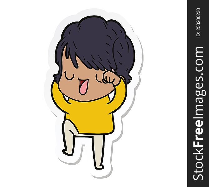 Sticker Of A Cartoon Woman Talking