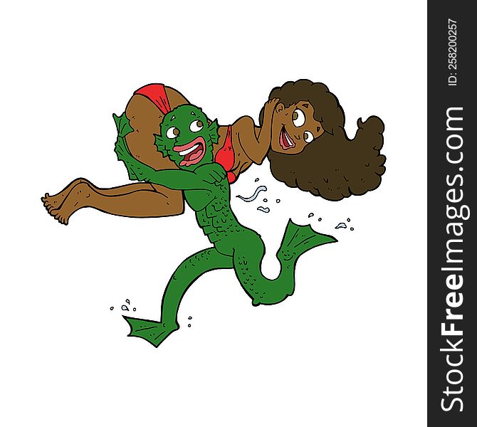 cartoon swamp monster carrying girl in bikini