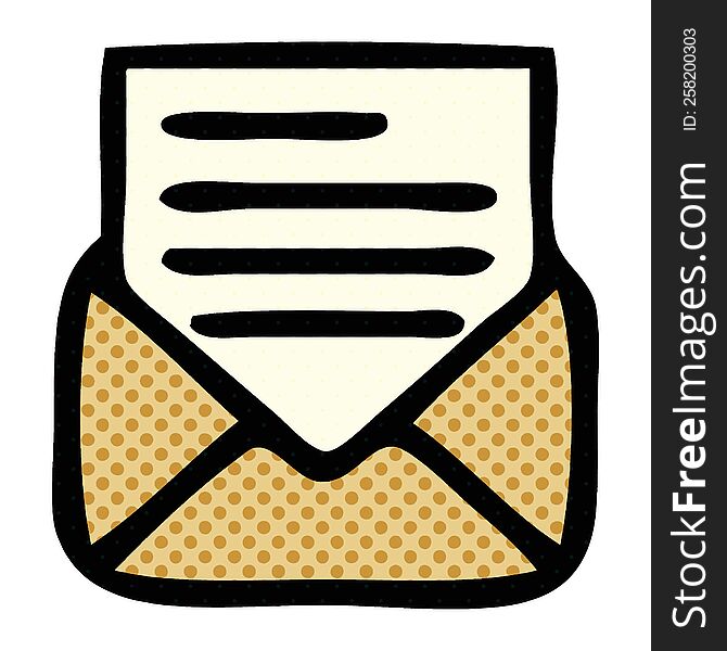 Comic Book Style Cartoon Letter And Envelope