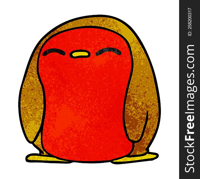 Textured Cartoon Cute Kawaii Red Robin