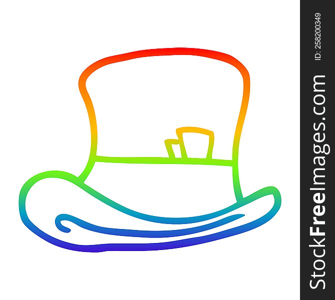 rainbow gradient line drawing cartoon top hat