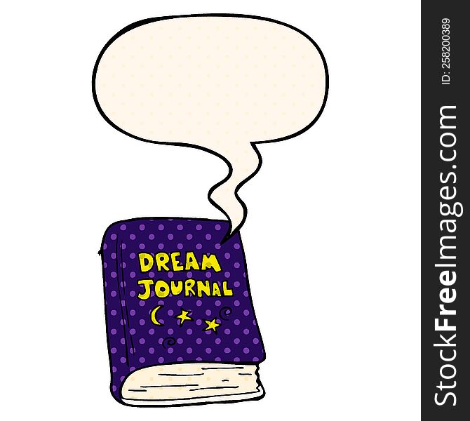 Cartoon Dream Journal And Speech Bubble In Comic Book Style