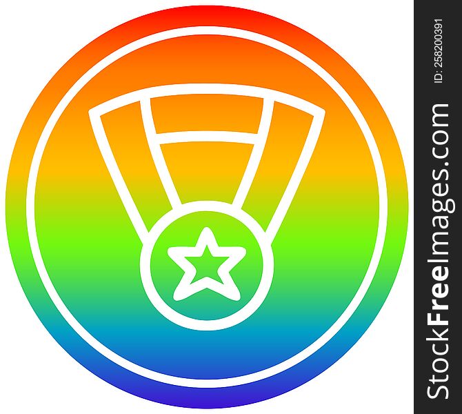 medal award circular icon with rainbow gradient finish. medal award circular icon with rainbow gradient finish