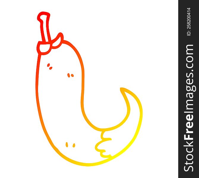 warm gradient line drawing of a cartoon red hot chilli pepper