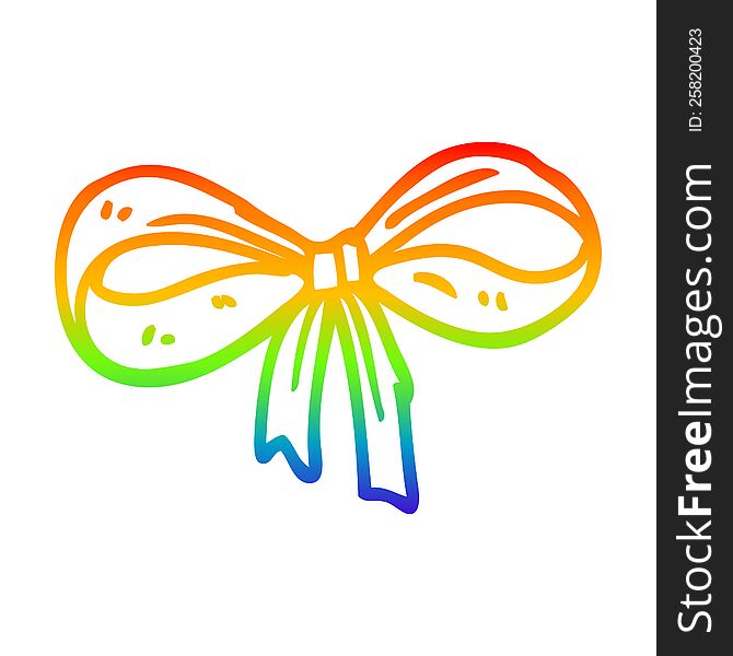 rainbow gradient line drawing of a cartoon tied bow