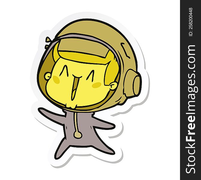 Sticker Of A Happy Cartoon Astronaut Leaping