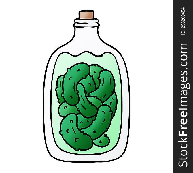 hand drawn gradient cartoon doodle jar of pickled gherkins