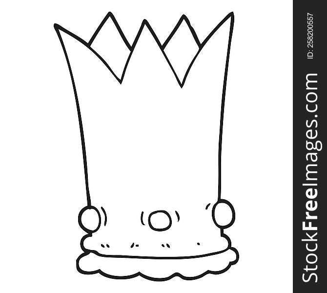 freehand drawn black and white cartoon crown