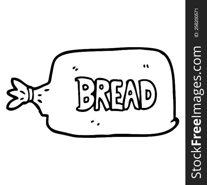 line drawing cartoon bread in bag