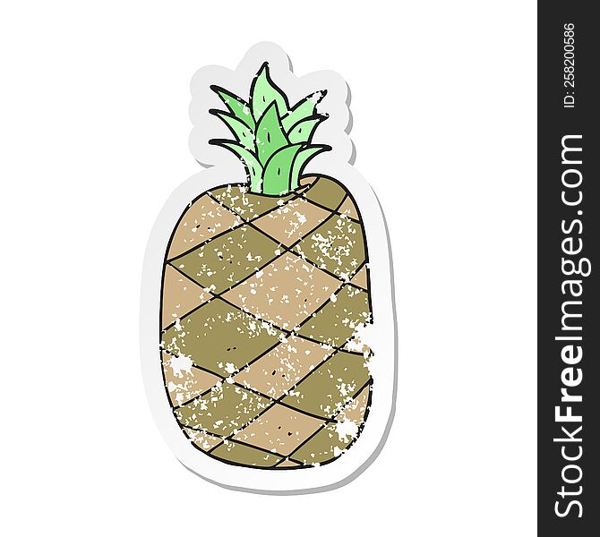 retro distressed sticker of a cartoon pineapple