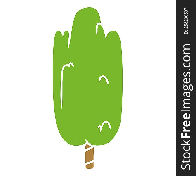 hand drawn cartoon doodle single green tree