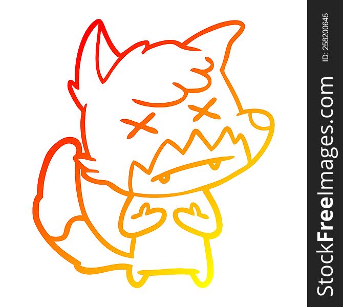 Warm Gradient Line Drawing Cartoon Cross Eyed Fox