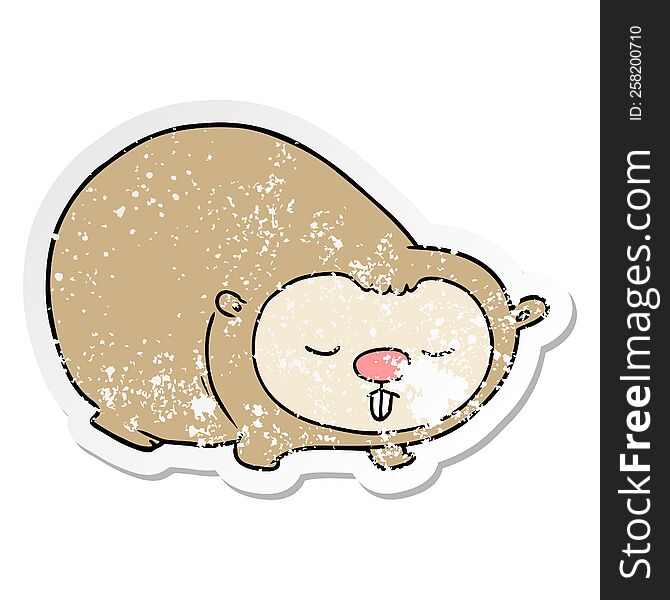 distressed sticker of a cartoon wombat