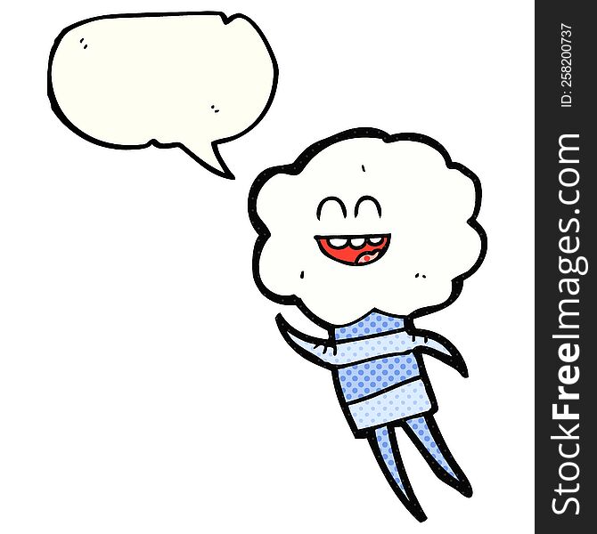 Comic Book Speech Bubble Cartoon Cute Cloud Head Creature