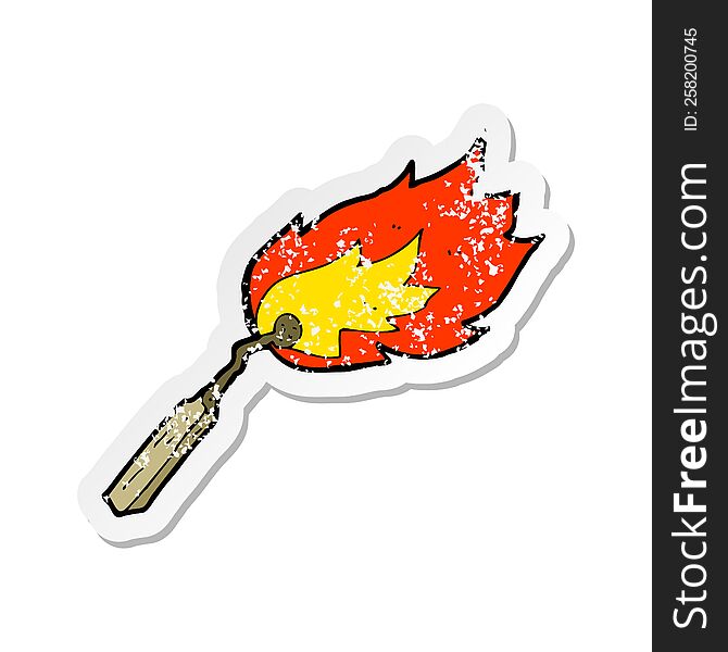 retro distressed sticker of a cartoon burning match