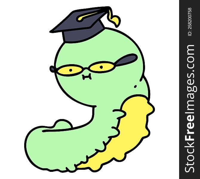 cartoon of a cute clever caterpillar. cartoon of a cute clever caterpillar