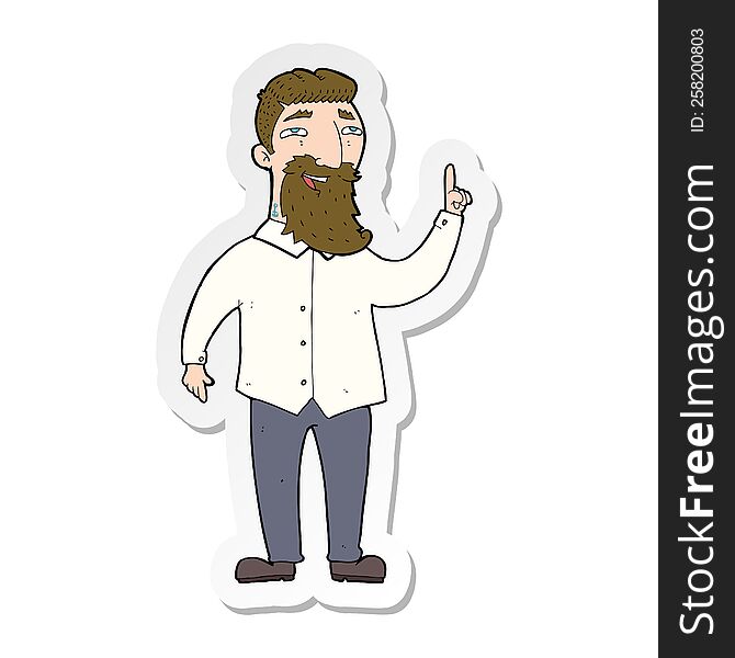 Sticker Of A Cartoon Bearded Man