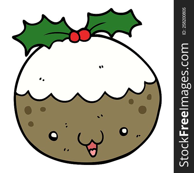 Cute Cartoon Christmas Pudding