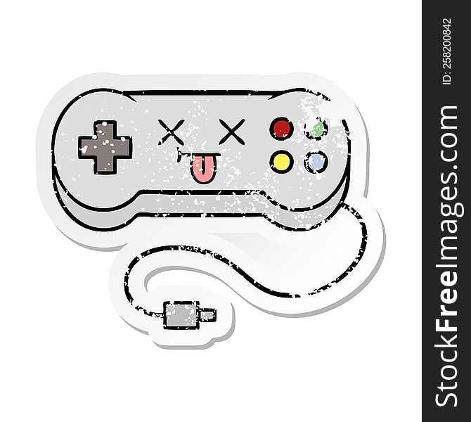 distressed sticker of a cute cartoon game controller