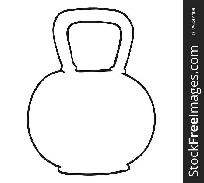 black and white cartoon kettle bell weight